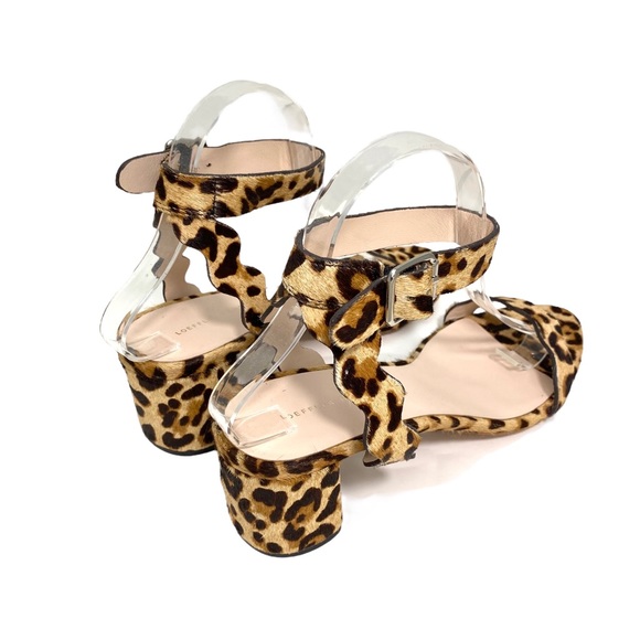 Loeffler Randall Emi Scallop Leopard Chunky Heel Strap Sandal Size 9.5 New - Picture 7 of 9